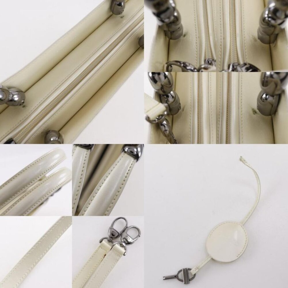 Christian Dior Maris Pearl 2-Way Shoulder Patent Leather Off White - Picture 9 of 10